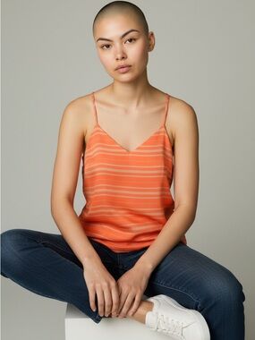 Banana Republic Coral and White Striped Camisole